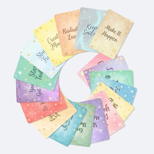 Lot de 18 cartes de vœux étoiles macaron avec paillettes dorées et citations positives