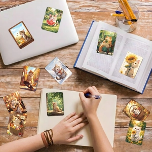 Creative cat illustration stickers showing warm daily scenes for laptop and journal decor