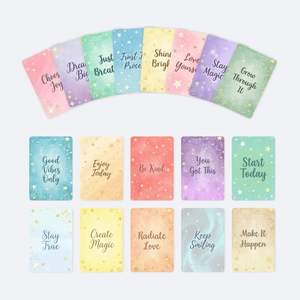 Lot de 18 cartes de motivation étoiles macaron colorées avec citations anglaises