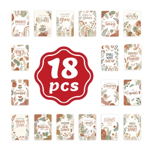 Lot de 18 cartes d'affirmation boho avec motifs botaniques et citations