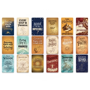 Set di 18 biglietti motivazionali in stile vintage con diversi design artistici e citazioni
