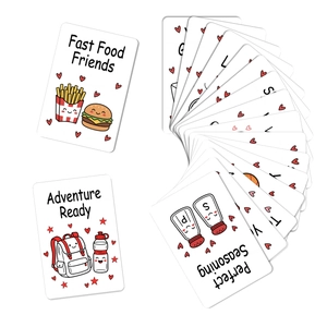 Detail of 18 cute cartoon motivational cards with fun food and adventure themes