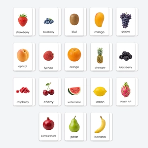 Tarjetas de Vocabulario en Inglés de Frutas Realistas para Niños Pequeños Tarjetas Cognitivas de Aprendizaje Temprano