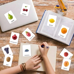 Set de 18 tarjetas educativas de frutas realistas para el aprendizaje temprano de inglés
