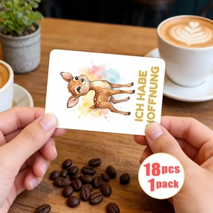 Set of 18 watercolor animal cards for German emotion learning with cute deer design
