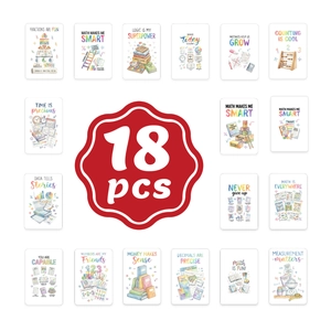 Educational Math Flashcards For Kids Growth Mindset Watercolor Coated Paper Learning Material Classroom School Supplies