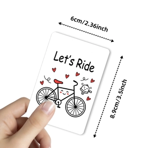 Cartoon motivational card with Let's Ride text, 6x8.9cm white rounded sticker card