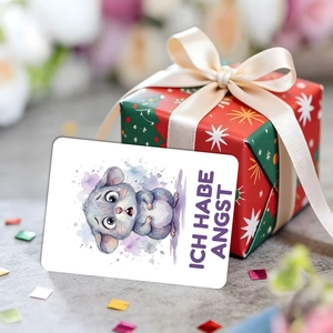 Close-up of a watercolor mouse card showing I HAVE FEAR emotion for kids learning