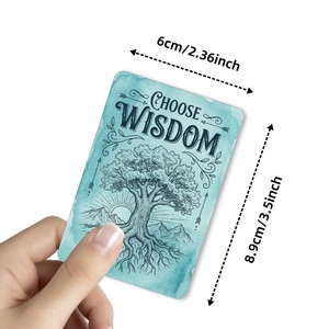 Biglietto motivazionale vintage con albero della vita e testo Choose Wisdom