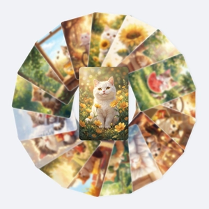 Set of 18 warm cat illustration decorative cards featuring cozy feline life scenes