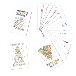 Set of 18 children's educational math flashcards for logic and fraction learning