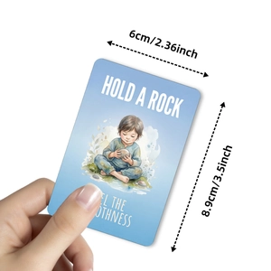 Watercolor illustration children emotion card Hold a Rock 6x8.9cm size reference