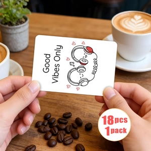 Set of 18 cute cartoon motivational cards featuring Good Vibes Only message and illustrations