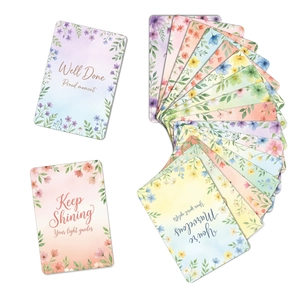 Hand-painted floral watercolor motivational cards set with elegant English quotes