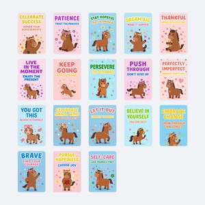 Lot de 18 cartes de motivation poney aux couleurs vives avec citations anglaises douces