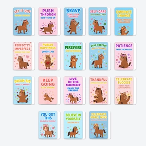 Lot de Cartes de Motivation Poney de Dessin Animé Style Brillant Cartes de Voeux Colorées pour Enfants Étudiants Cadeaux