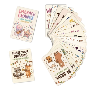 Détail de cartes d'animaux inspirantes avec coins arrondis et thèmes musicaux dessinés à la main