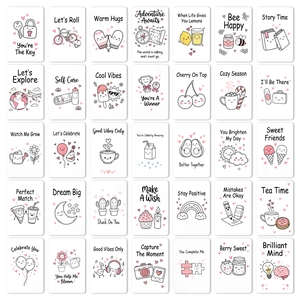 36-piece kids lunch box notes with motivational quotes and cute cartoon illustrations