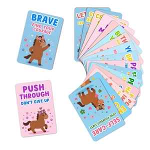 Détail des cartes d'affirmation colorées avec poneys et citations motivantes pour enfants