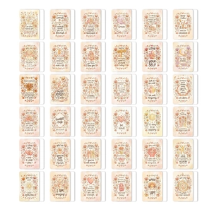 Griglia 6x6 dettagliata con 36 carte motivazionali uniche in stile acquerello a mano