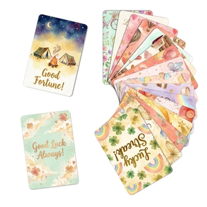 Set di biglietti d'auguri acquerello con motivi floreali e arcobaleno dai colori vivaci