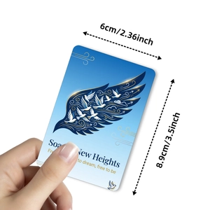 Blaue Sternenhimmel-Abschlusskarte mit Taubenflügeln und Zitat, Größe 6 cm x 8,9 cm
