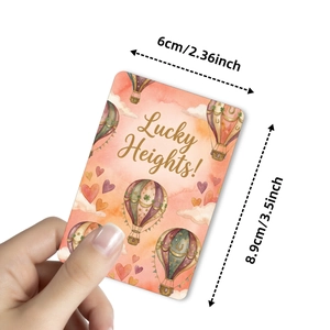 Biglietto portafortuna con mongolfiera artistica e testo Lucky Heights per regali, 6x8,9cm