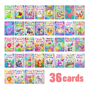 Cartes de Voeux d'Anniversaire Animaux Aquarelle Illustration à la Main Cartes de Joyeux Anniversaire pour Enfants Fête Papeterie