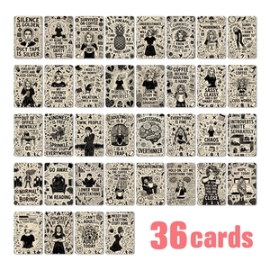 Black Humor Aesthetic Decorative Cards Retro Hand Drawn Manga Self Deprecating Text Office Home Artistic Greeting Cards