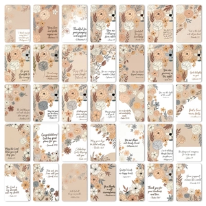 Set of 35 aesthetic floral scripture cards with inspirational bible verses and hand-drawn flowers