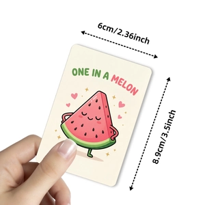 Süße Wassermelonen-Karte One in a Melon mit Herzchen und Maßen von 6x8,9cm