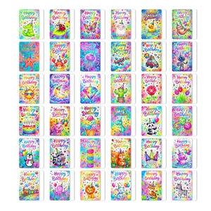 Lot de 36 cartes d'anniversaire aquarelle avec d'adorables animaux et illustrations