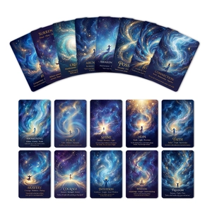 Set of 18 French style oracle cards featuring nebula themes and cosmic motifs for wall decor