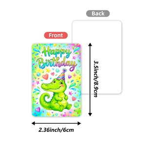 Lot de 36 cartes d'anniversaire aquarelle avec crocodile mignon et texte joyeux anniversaire