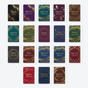 Set di 18 biglietti di ringraziamento premium con lamina d'oro e motivi eleganti