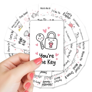 Close-up of children's lunchbox note cards with cute 'You're the Key' illustration