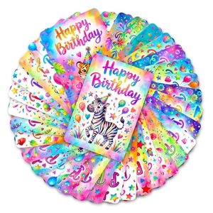 Lot de cartes d'anniversaire aquarelle avec illustrations d'animaux pour enfants