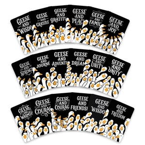 Lot de 18 cartes éducatives avec oies de dessin animé et mots de motivation pour enfants