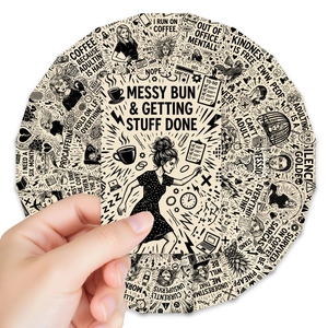 36-pack minimalist black and white humor doodle stickers with aesthetic art designs