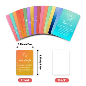 Detailed size view showing 2.36x3.5 inch rainbow healing quote cards with dimensions
