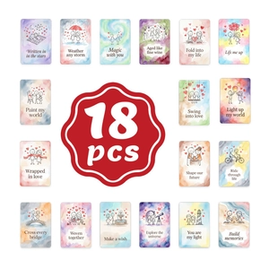 Set aus 18 minimalistischen Strichmännchen-Valentinskarten mit Aquarell-Illustrationen