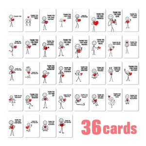 36-pack of cute stickman thank you cards with red hearts and hand-drawn designs