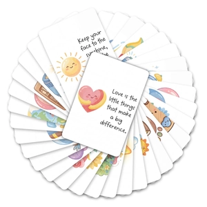 36 pack of cute hand-drawn motivational quote cards with healing watercolor style