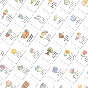 36-pack of cute hand-drawn motivational cards with positive quotes and artistic illustrations