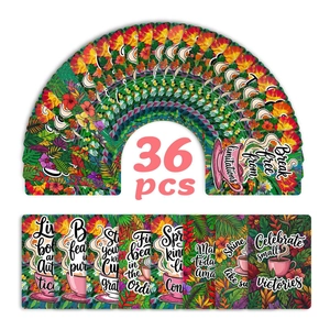 Detailset mit 36 floralen Motivationskarten mit bunten Kaffeetassen und Zitaten