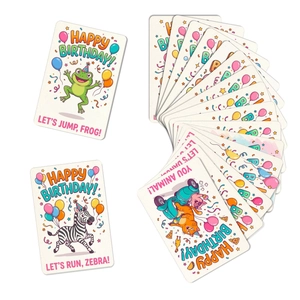Set di 18 biglietti d'auguri di compleanno con animali e illustrazioni carine per bambini