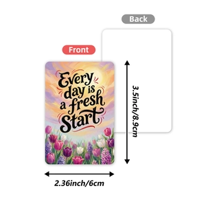 Inspirational floral stickers with soft watercolor tulips and size details for journals