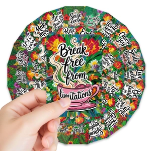 Set aus 36 Motivationskarten mit floralen Kaffeetassen-Designs und positiven Zitaten