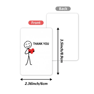 Set of 36 cute stickman thank you cards with red heart and 3.5x2.36 inch dimensions