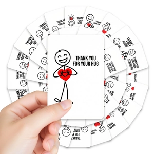 Hand-drawn stickman thank you cards featuring red hearts and warm gratitude messages